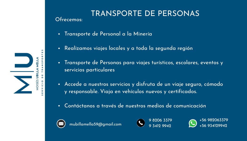 Tarjeta Oficial de Servicios Moisés Ubilla Mella